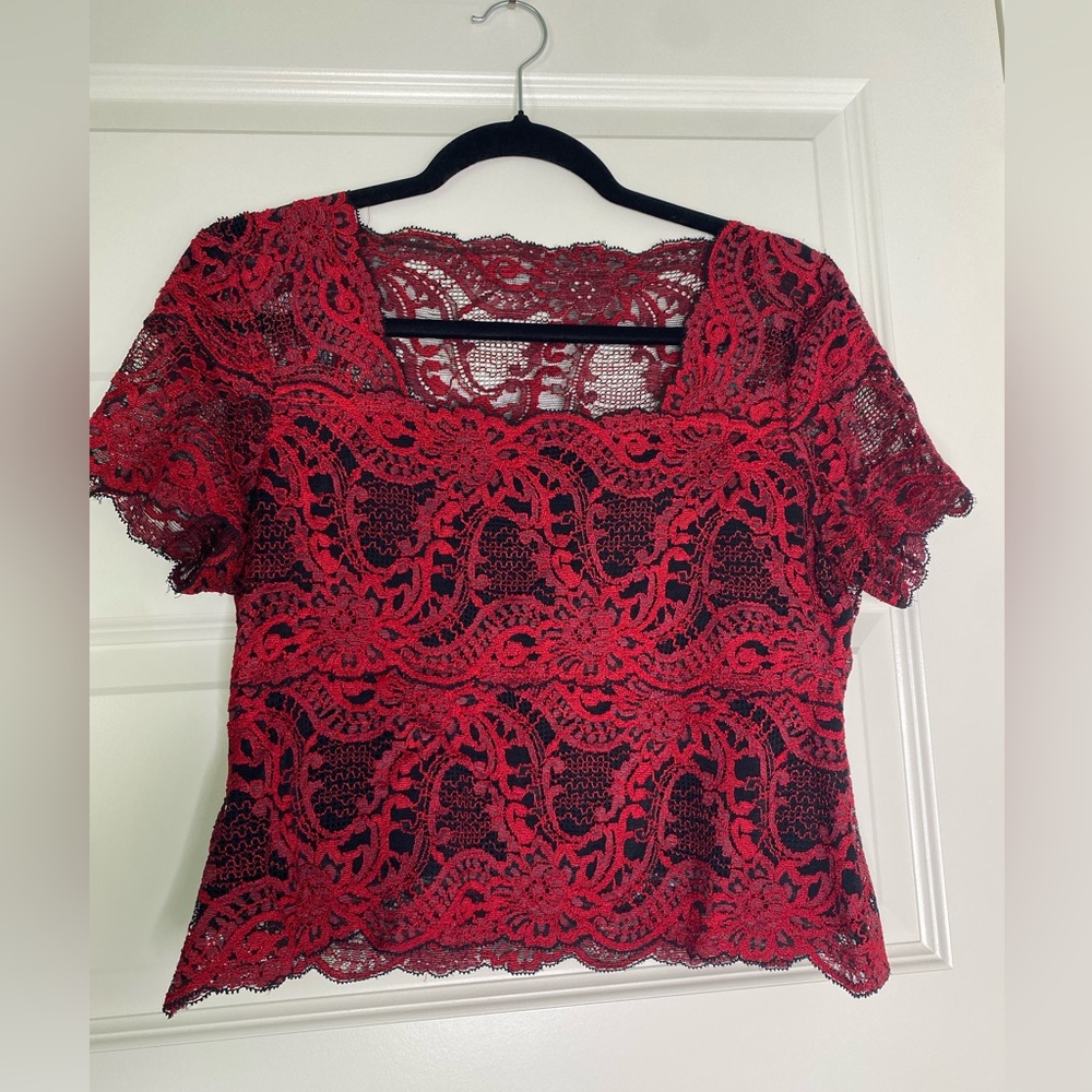 Vintage Red & Black Lace Short Sleeve